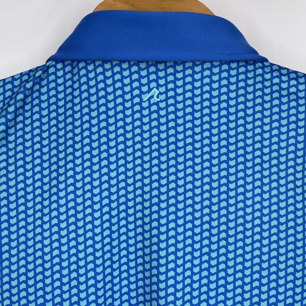 Redvanly Mens Blue Geometric Chevron PUREpoly Golf Polo Shirt Size XL - Picture 14 of 14